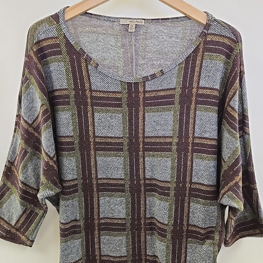 Ultra Teere 3/4 Sleeve Shirt Womens 2X Multicolor